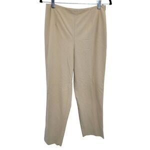 Vtg 90s Talbots High-Rise Flat Front Dress Pants Sz 8 Beige Tapered Split‎ Hem